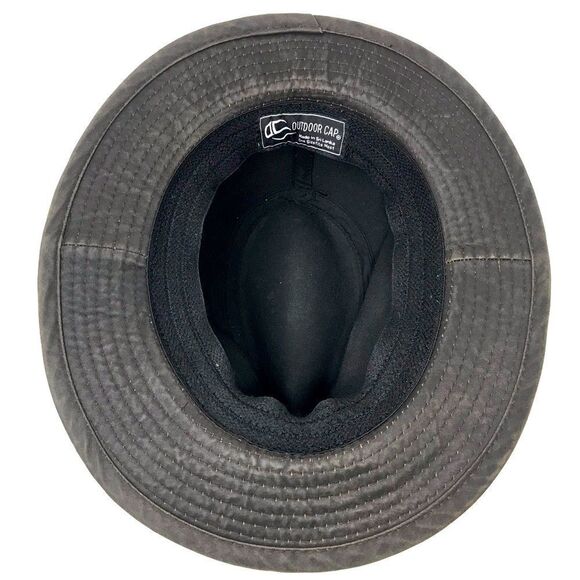 Outdoor Cap Dark Brown Waxed Indiana Jones Brimmed Fedora Hat - Picture 12 of 14